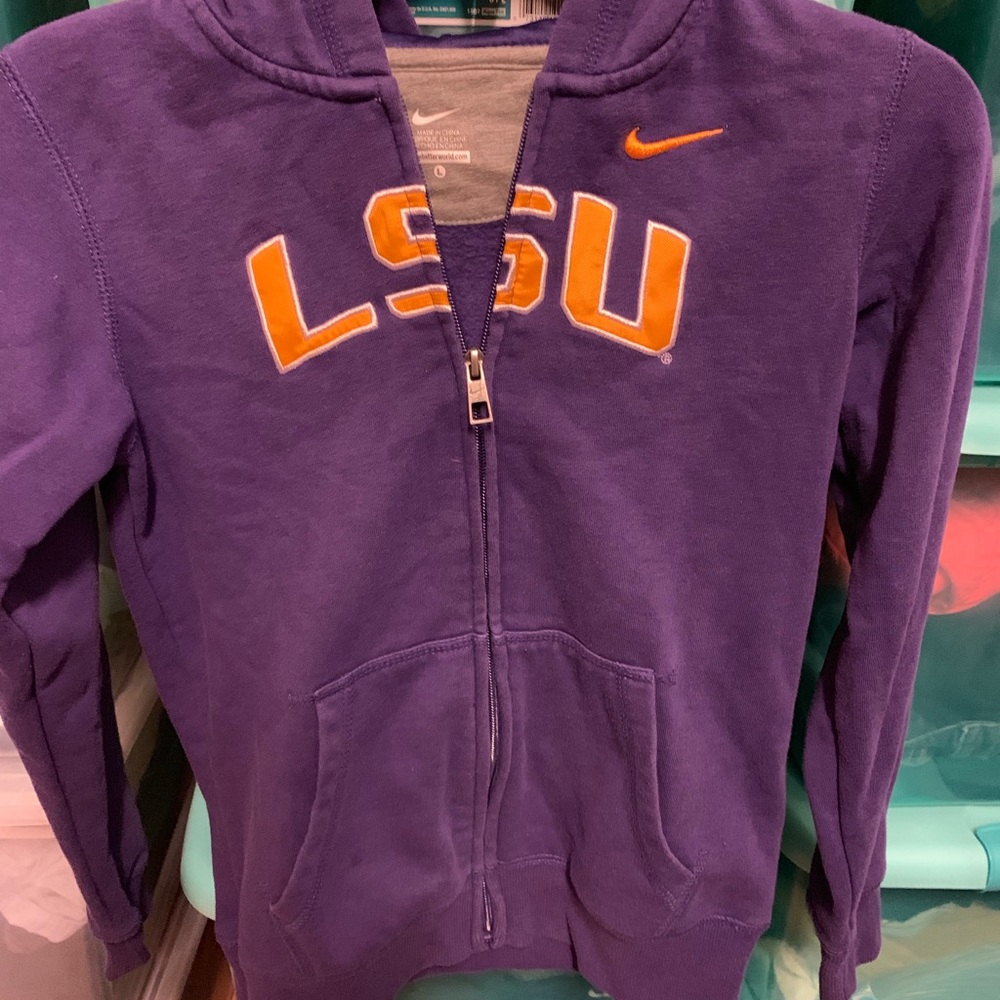 Nike LSU Full Zip Hooded Fleece Jacket Youth LARGE